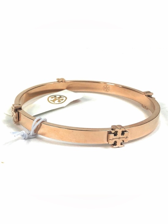Tory Burch Jewelry - Tory Burch Rose Gold Signature T Logo Bangle Bracelet